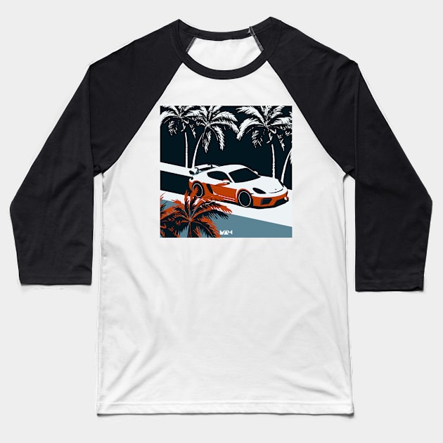 718 Cayman GT4 in the Palm Biome (Grey) Baseball T-Shirt by Atelier de l'Automobile